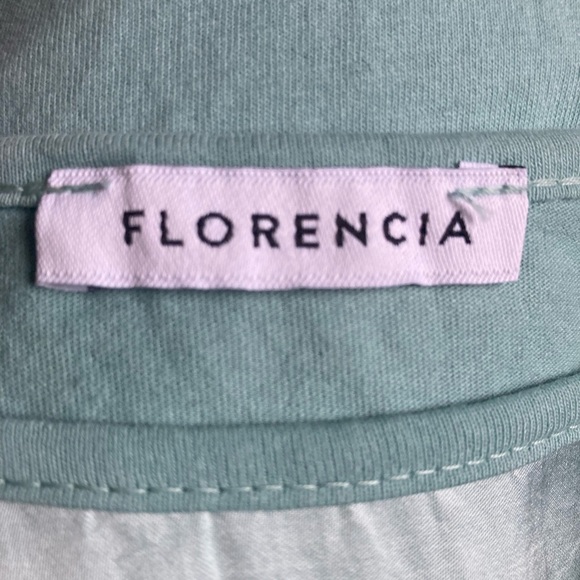 Florencia Two Tone Pullover Top in Seafoam Green Long Sleeves Italian Fabric - Picture 5 of 6